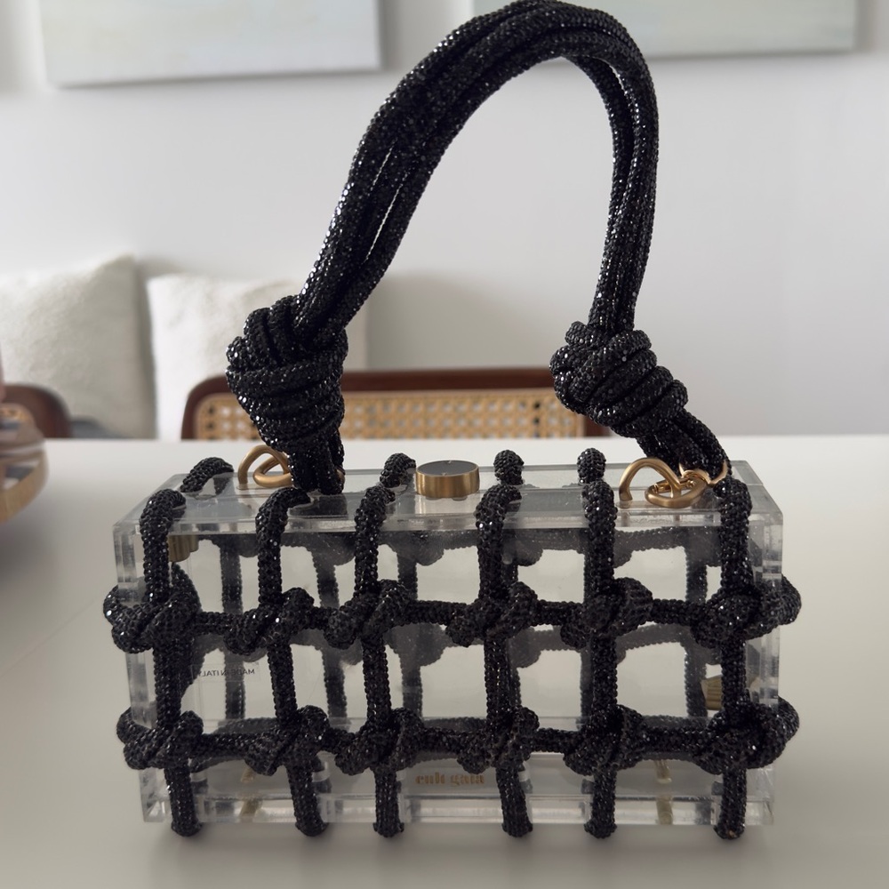 Cult Gaia Black Beaded Acrylic Clutch